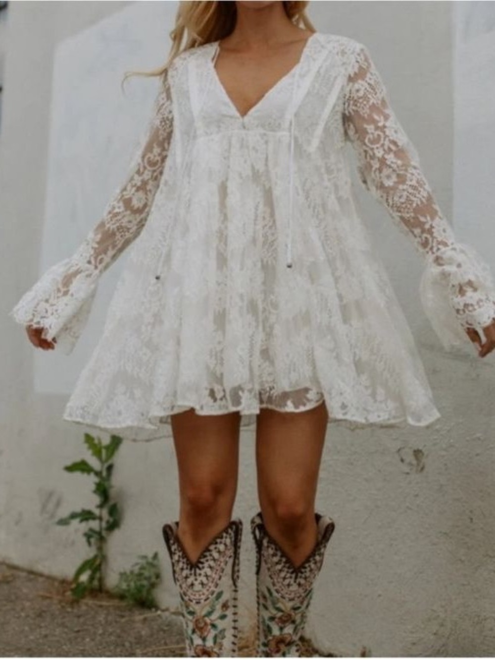 Free People Aurelia Lace Mini Dress in White